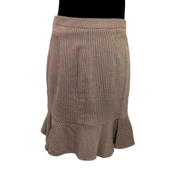 The Limited 4 tan + brown tweed ruffle hem‎ skirt - Picture 3 of 6